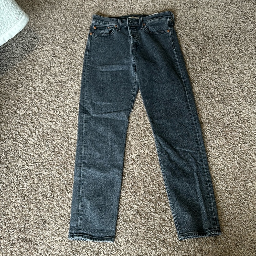 Levi’s washed black wedgie straight leg jeans